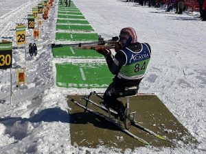 Veterans Adaptive Sports & Training athlete Dave shooting at the US Biathlon National Championships