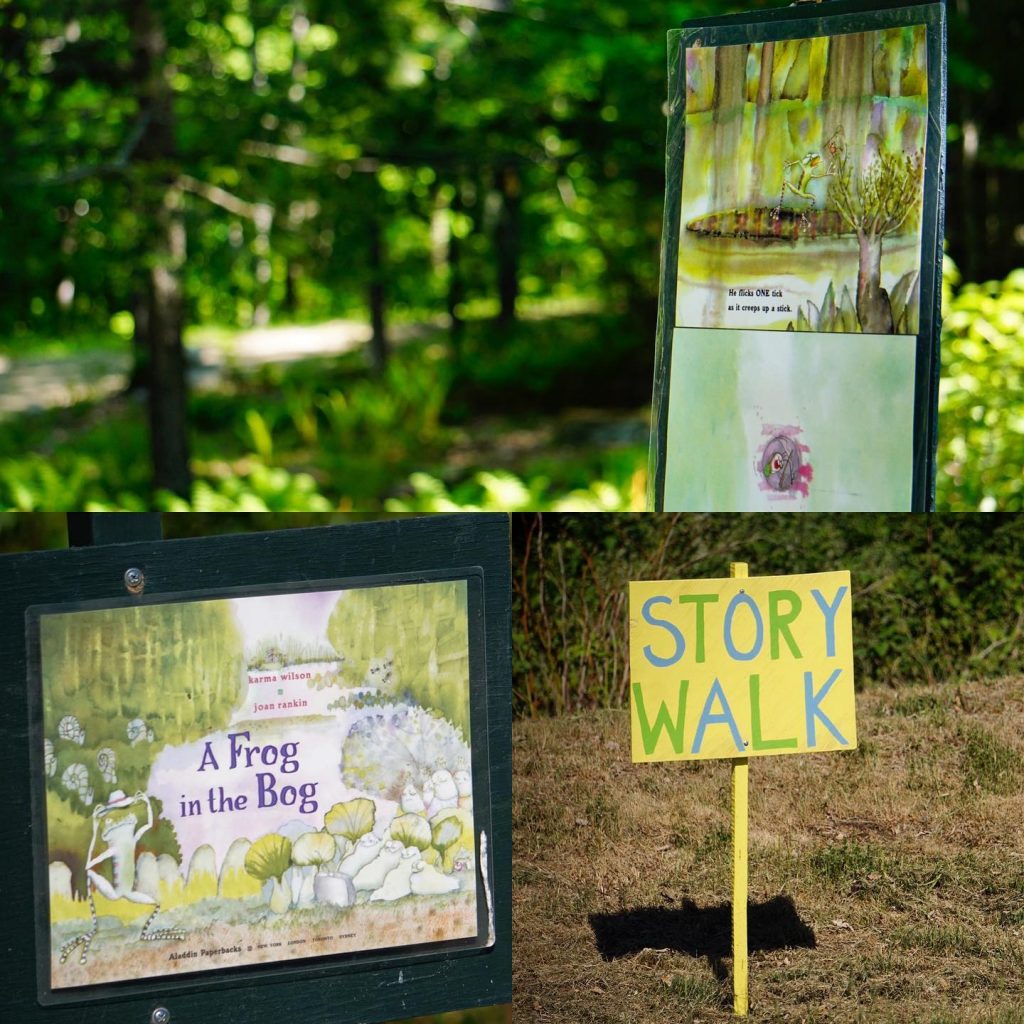 StoryWalk at Pineland Farms offers story pages to read while walking a 1 mile path.