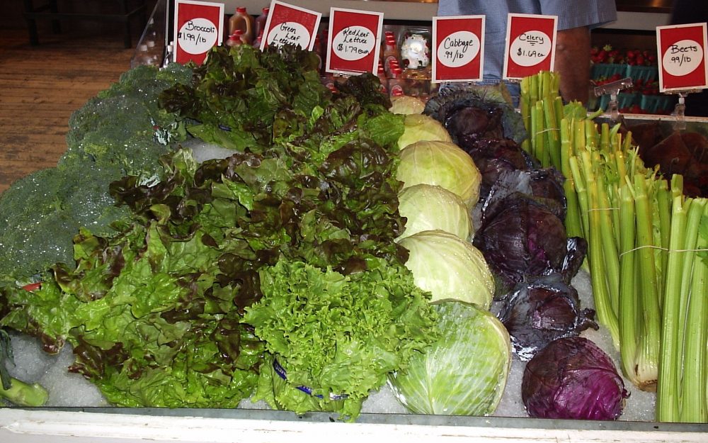 Vegetables in Brian's farm stand at Pineland Farms Produce Division