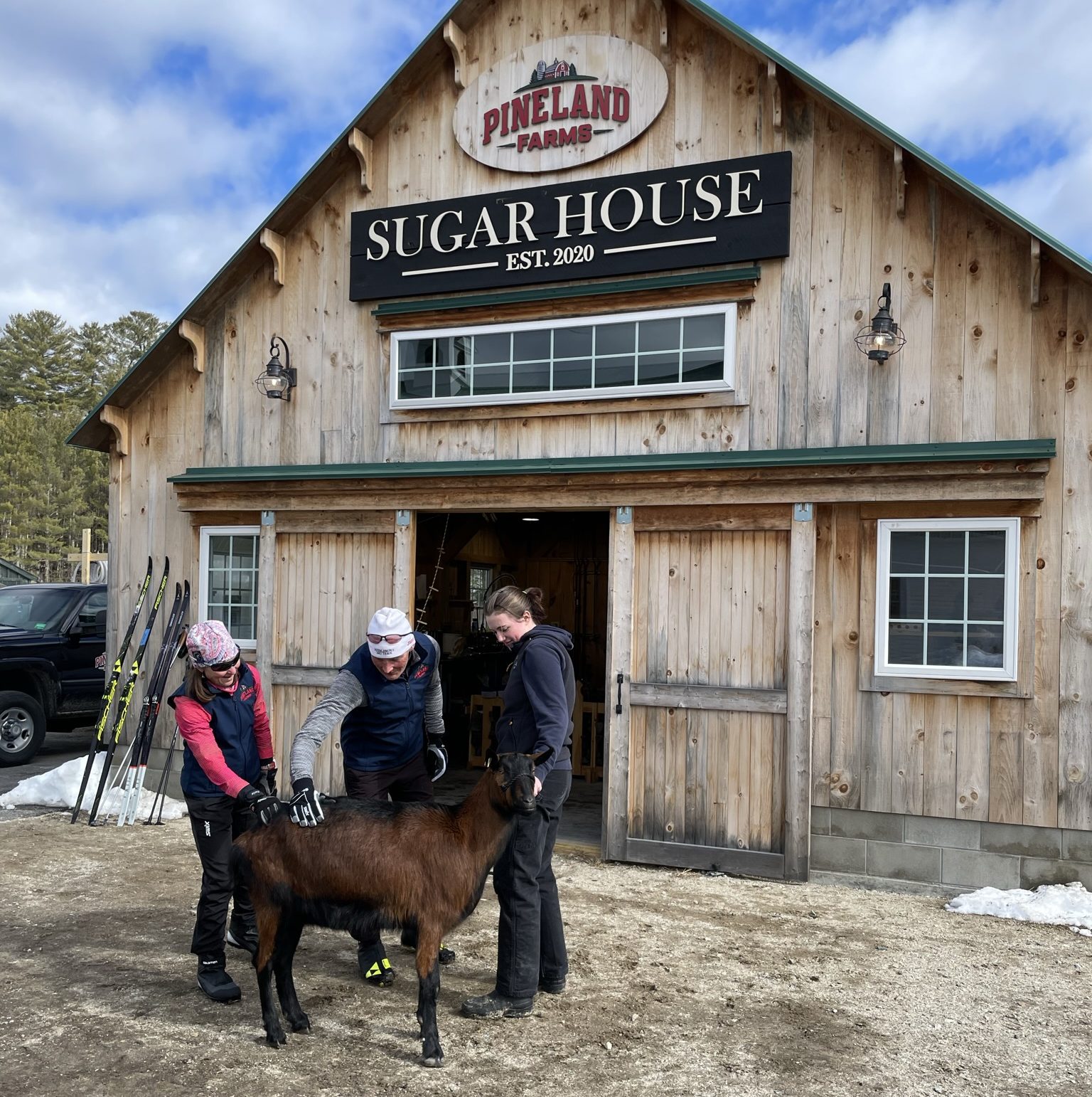 Crosscountry ski to a Sugar House in Maine Pineland Farms, Inc.