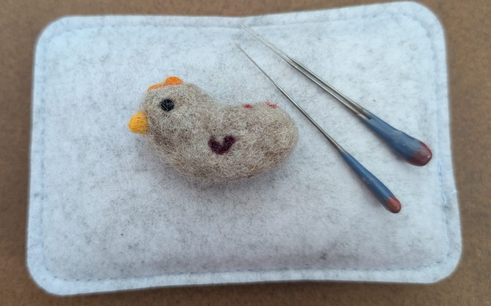 needle felted chicken