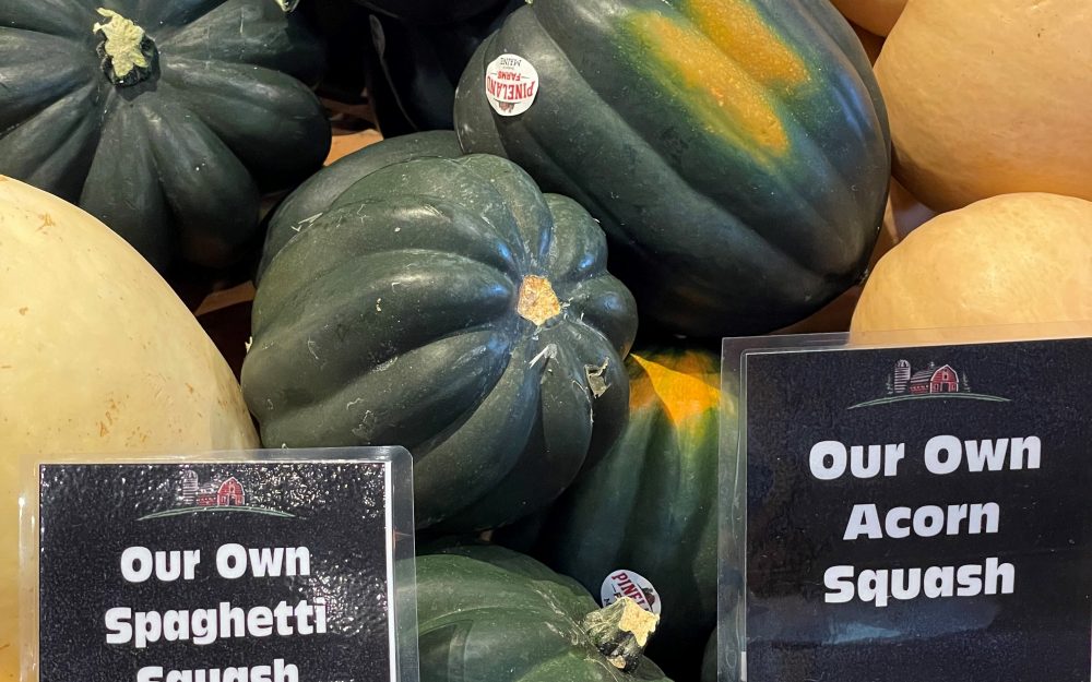 Pineland Farms' own acorn and spaghetti squash