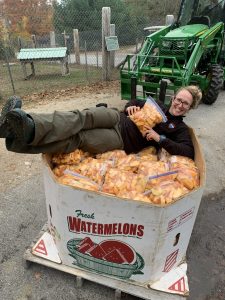 Maine Wildlife Staff processing pumpkins
